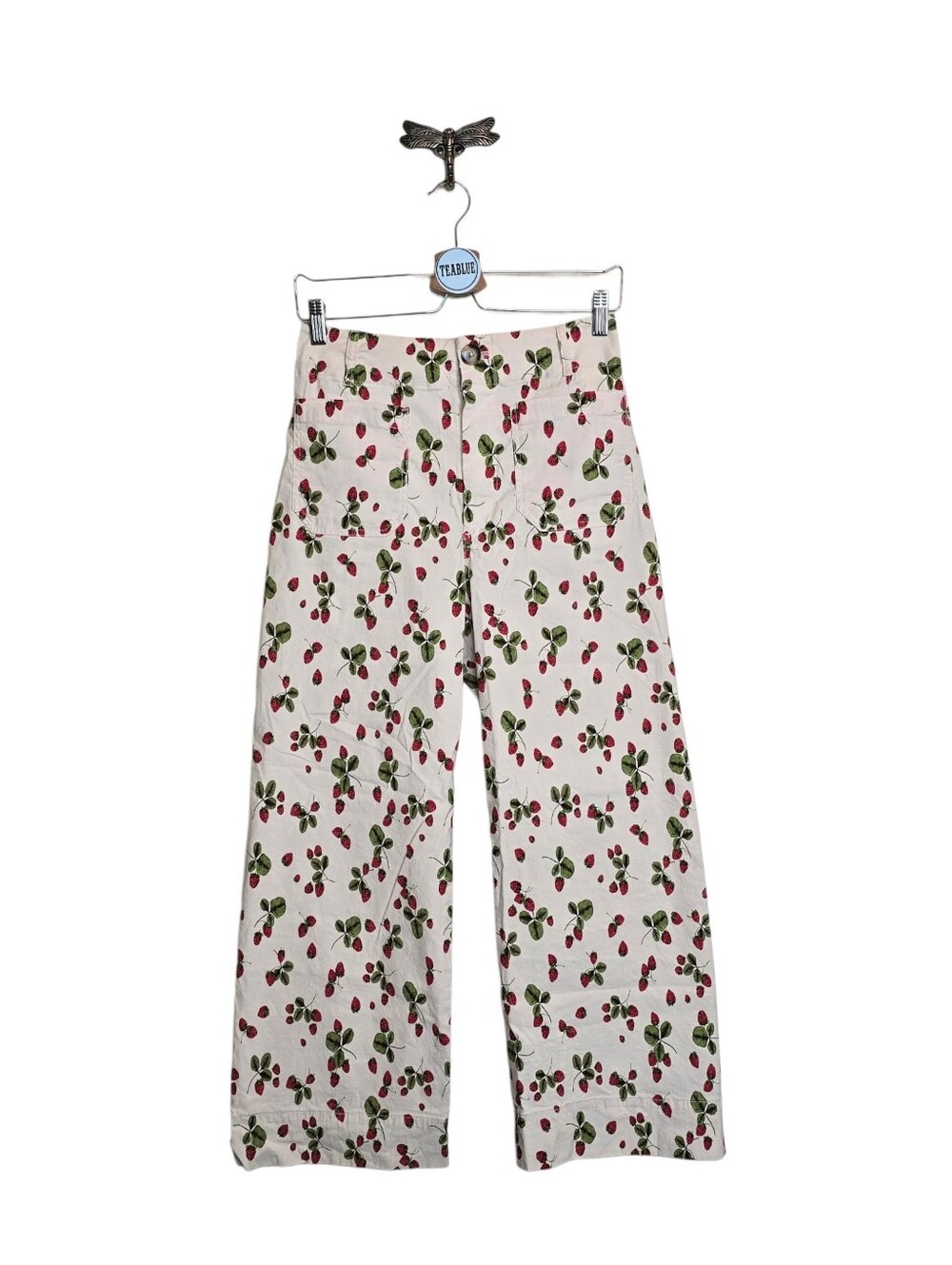 Maeve Colette Linen Pants Crop Wide Leg Strawberries 28 - Picture 2 of 14